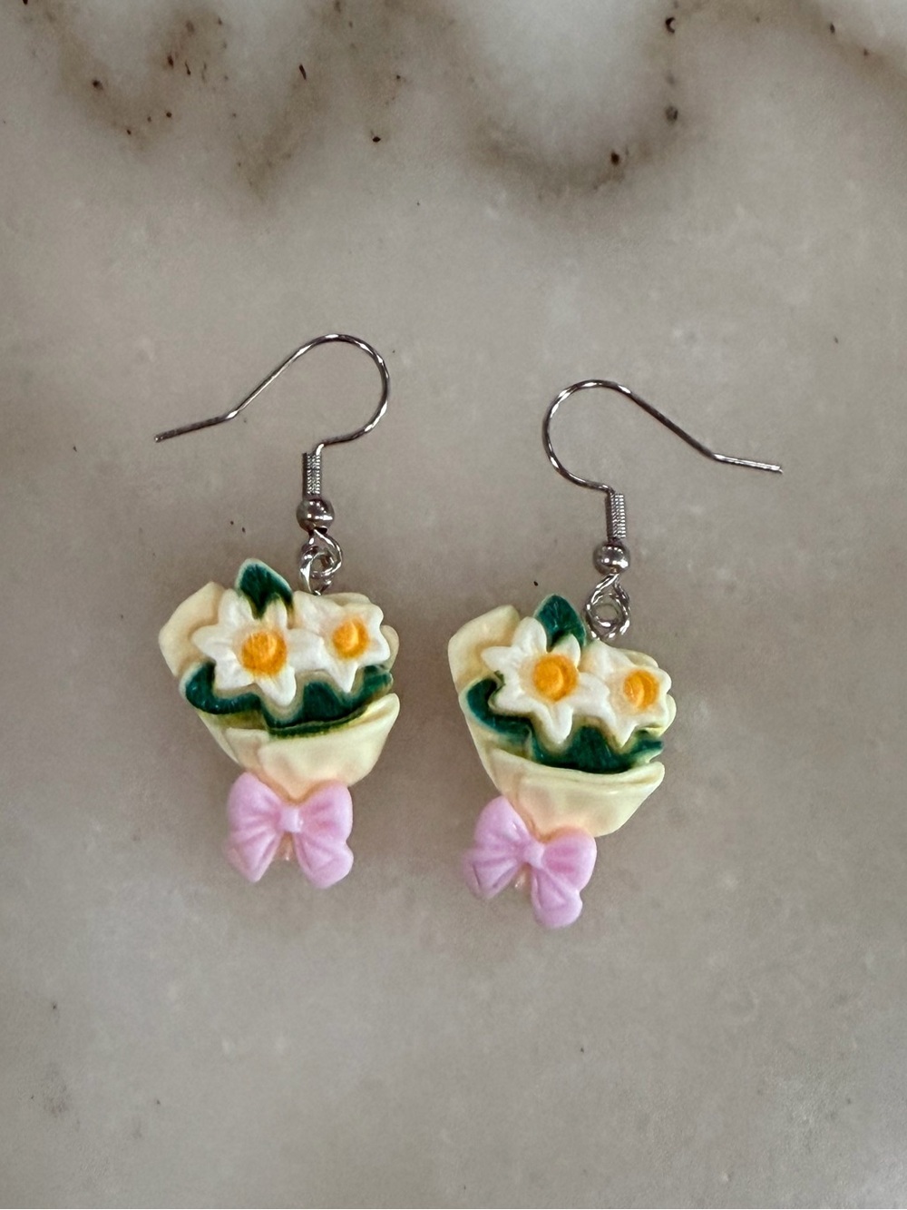 Handcrafted Yellow & Pink Floral Bouquet Earrings